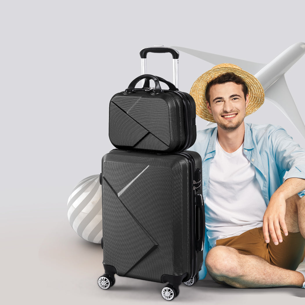 Slimbridge 2Pcs 20"Travel Luggage Set Black