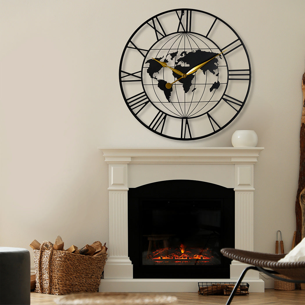 Yezi 60Cm Large Wall Clock Roman Numeral Home Black