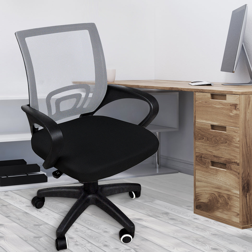 2X Office Chair Gaming Computer Grey Adjustable Ergonomic Seat Support
