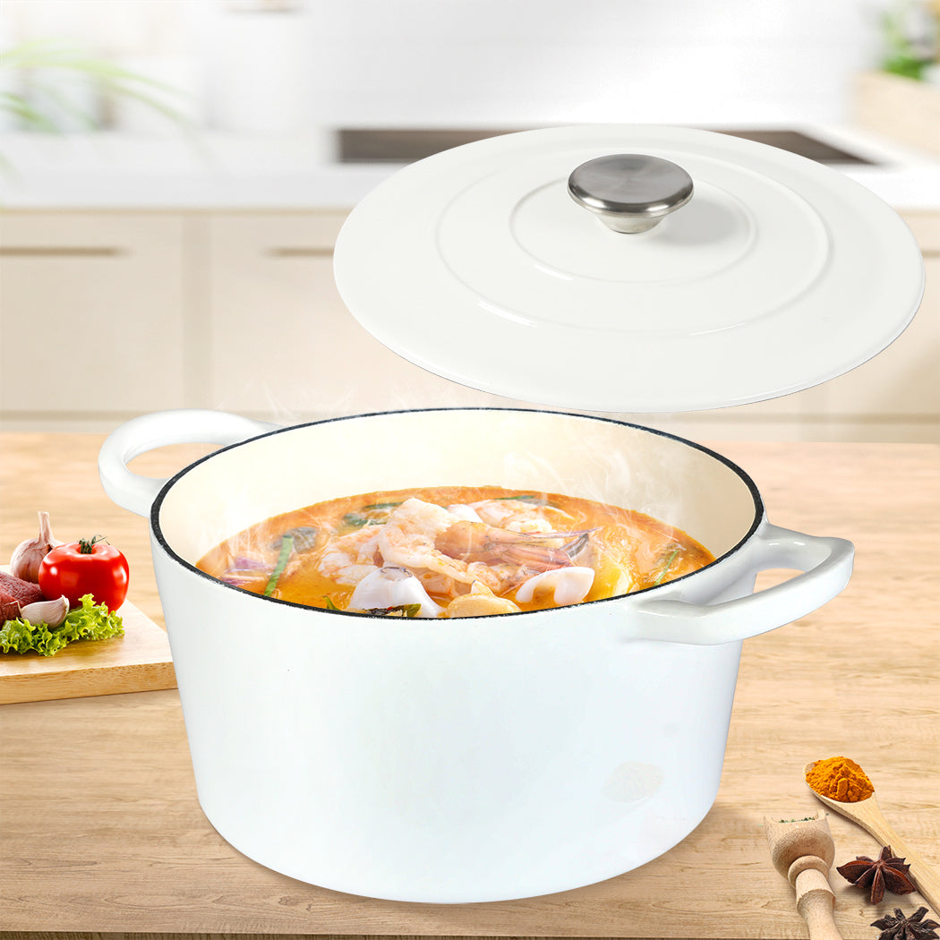 Toque 4L Enamel Dutch Oven Pot In White Colour