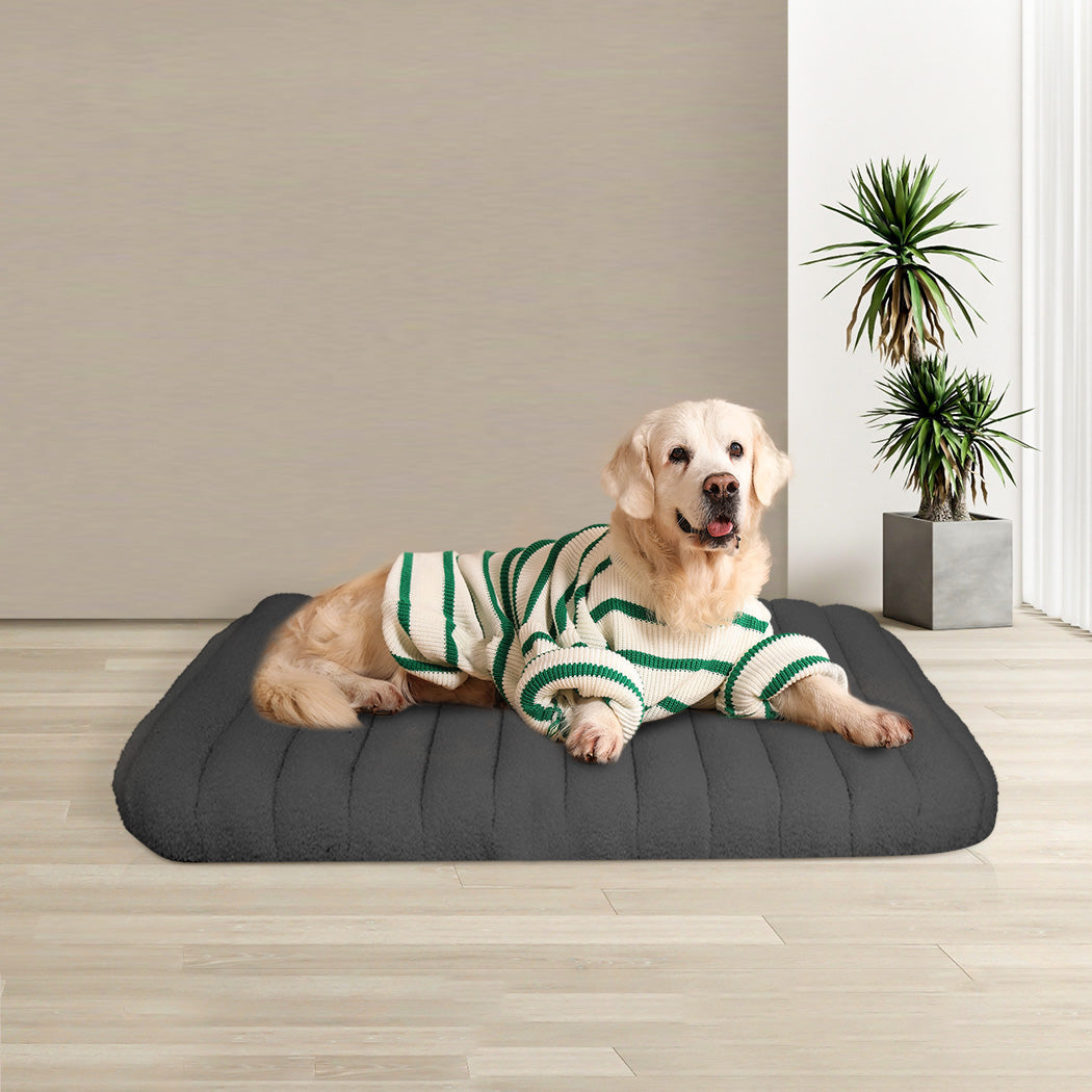 Pawz L Size Orthopedic Dog Bed With Sherpa Plush Removable Cover In Grey