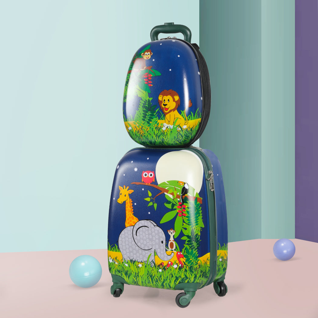 Bopeep 16''13'' 2Pcs Kids Luggage Backpack Set Jungle