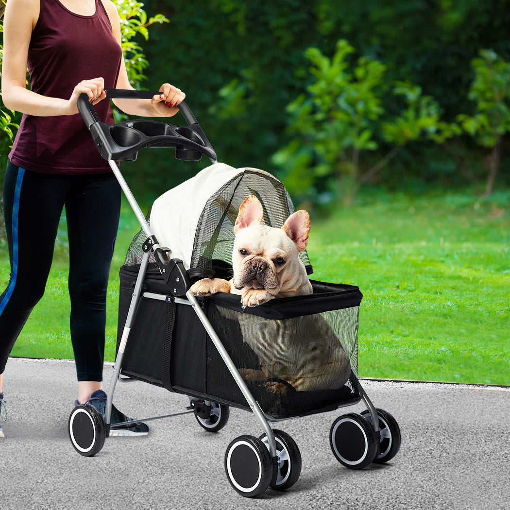 Pawz Large Pet Stroller Dog Cat Carrier Black