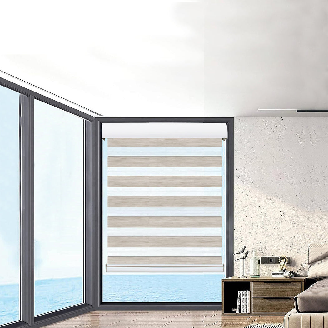 1 Sets of Marlow 1 Sets Of 1X Blackout Zebra Roller Blind Curtains 90X210cm Beige