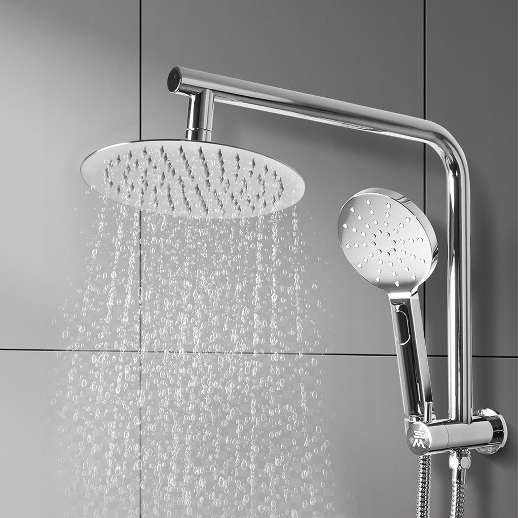 Shower Head High Pressure Set Rain Round Silver