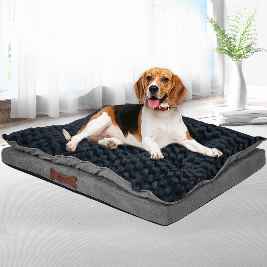 Dog Calming Bed Warm Soft Plush Comfy Grey Small