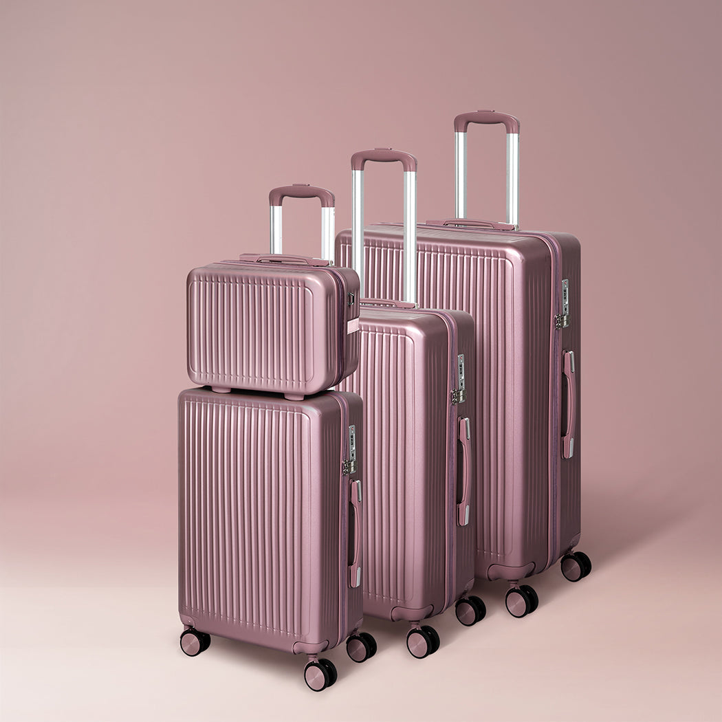 Slimbridge Luggage Suitcase Trolley Rose Gold 4Pc 14"+20"+24"+28"
