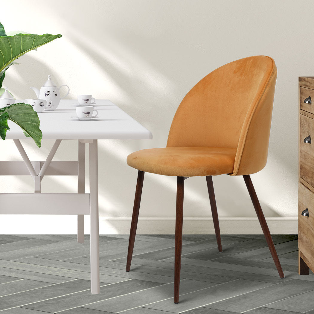 Stylish Dining Chairs Set Of 2 French Mustard Wooden Seat Comfortable Home Seating