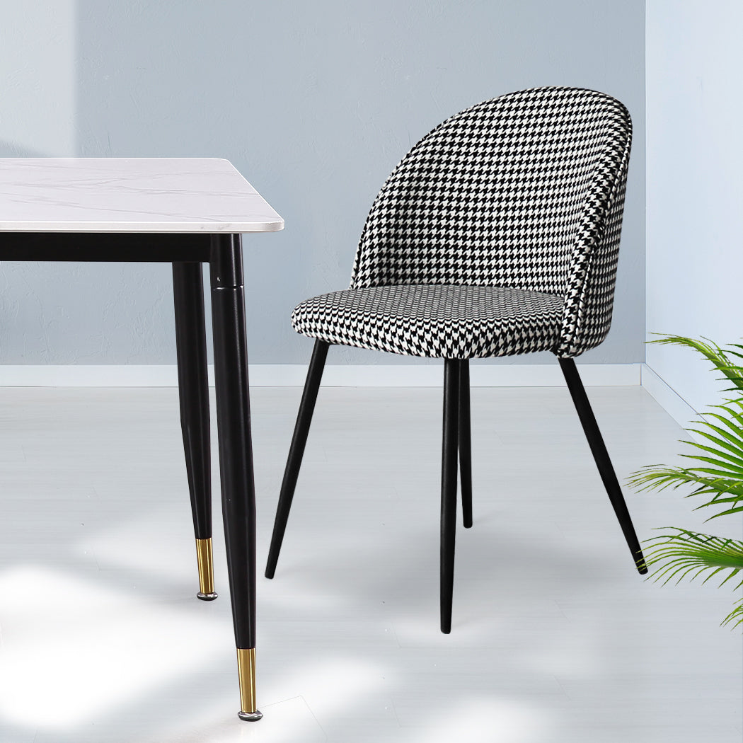 Set Of 2 Dining Chairs Black And White For Kitchen Or Cafe Stylish Seating Solution