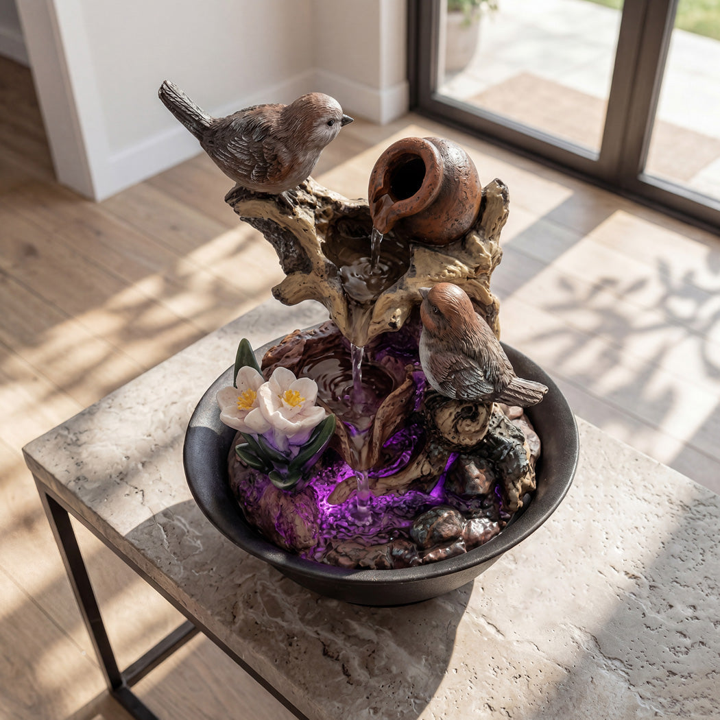 Spector Desktop Fountain Led Tabletop Zen Mini Water For Office & Living Room