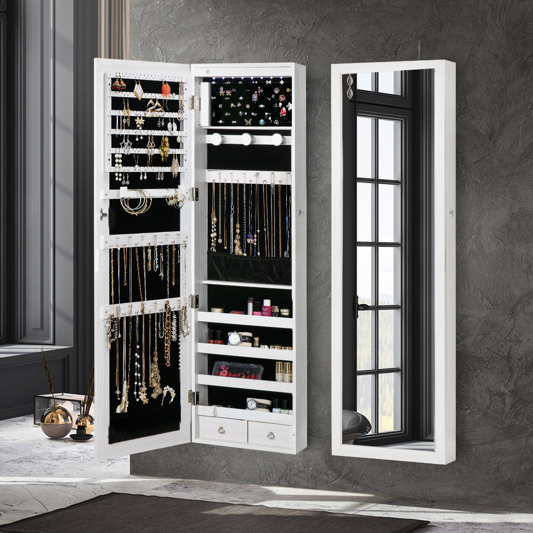 Veile Studios Levede 37Cm X 10Cm 120Cm Mirror Jewellery Cabinet Led White
