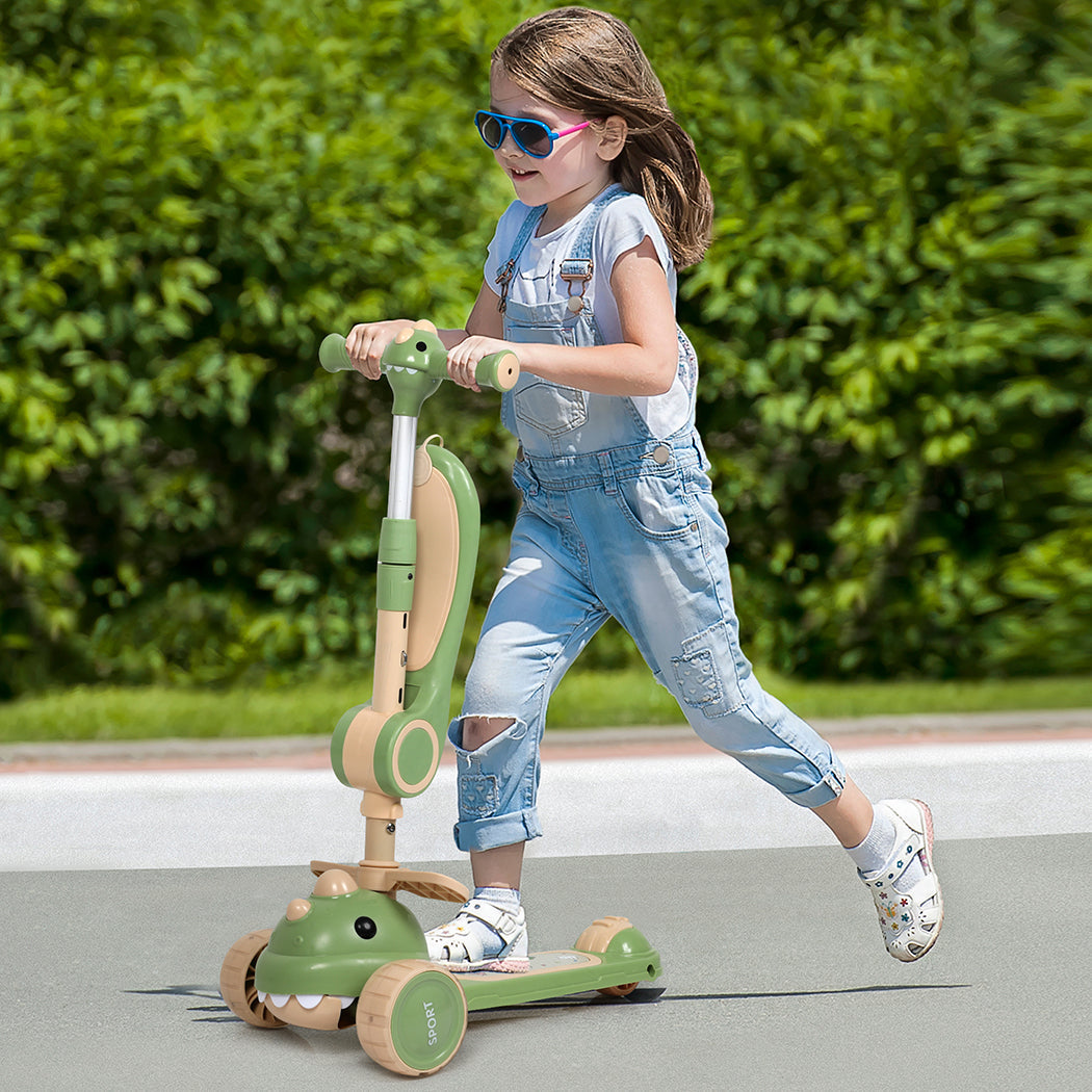 Bopeep Foldable Kids Scooter Flip-Able Seat Green