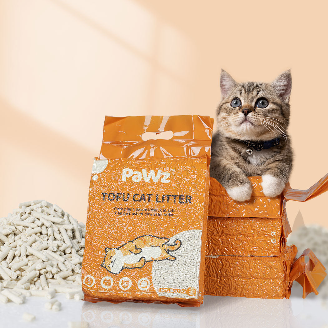 Pawz 2.5Kg Tofu Cat Litter Clumping Natural 4Pcs