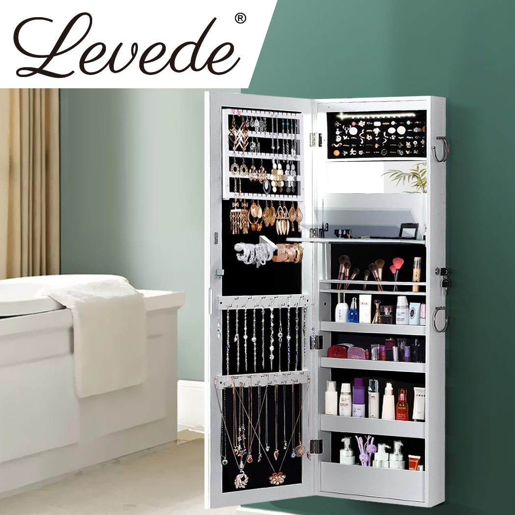 37Cm X 9Cm 122Cm Mirror Jewellery Cabinet Jewelry White