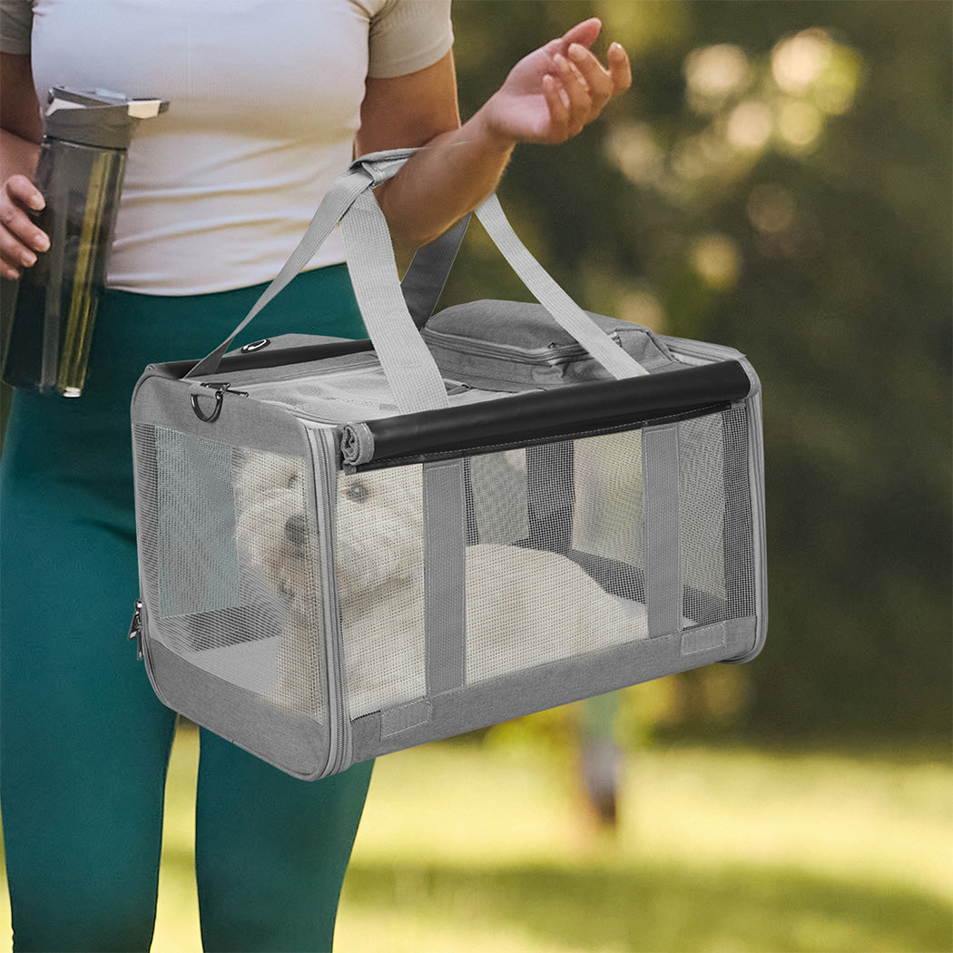 Pawz 3 In 1 Pet Soft Crate Dog Cat Carrier M Size Grey Versatile And Comfortable For Travel