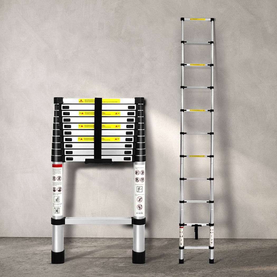 Traderight Multipurpose Ladder Telescopic 3.2M Silver Meter