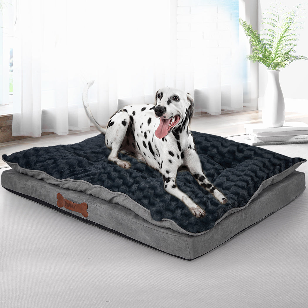 Dog Calming Bed Soft Plush Comfy Large Grey Warm Cushion For Pet Relaxation