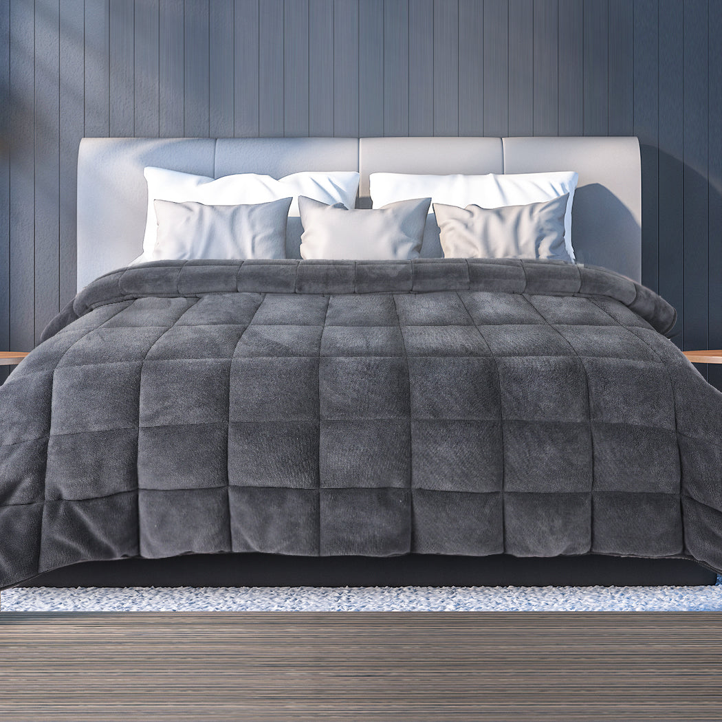 Dreamz Quilt Doona Comforter Blanket Grey King