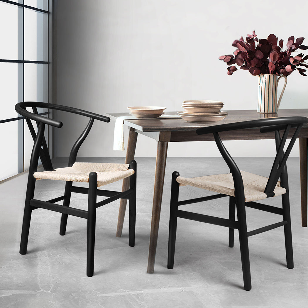 Chic Dining Chairs Set Of 2 Black Finish Modern Comfortable Seating