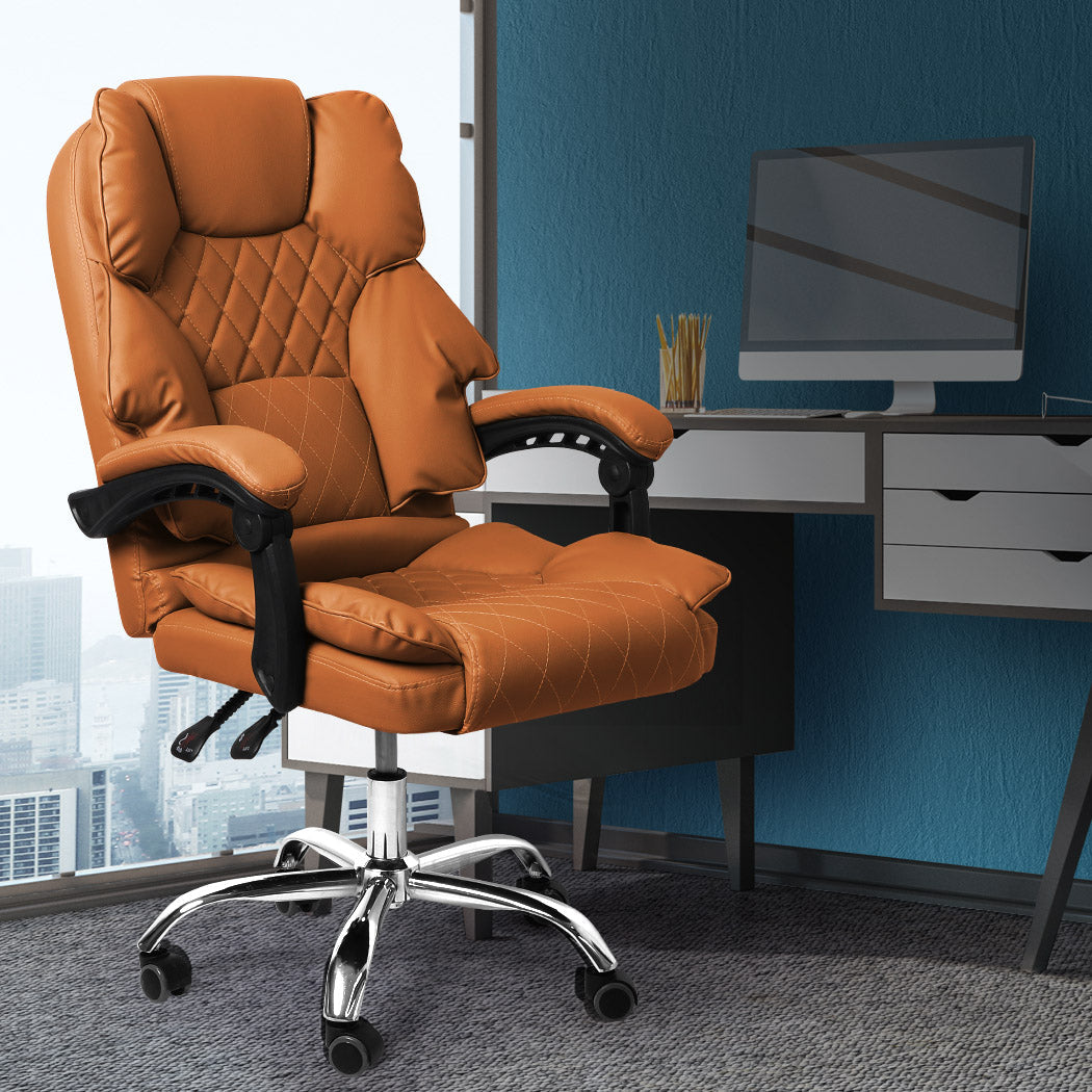 Gaming Chair Office Computer Brown Ergonomic Seating For Work Or Play Without Footrest