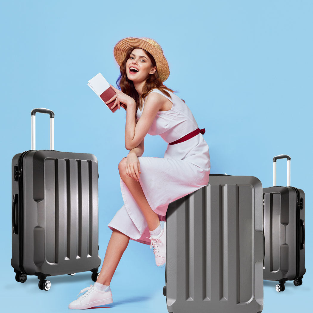 Slimbridge 20"24"28" 3Pc Luggage Sets Dark Grey
