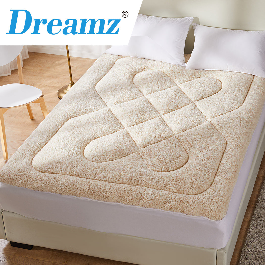Dreamz Mattress Topper 100% Wool Underlay Double