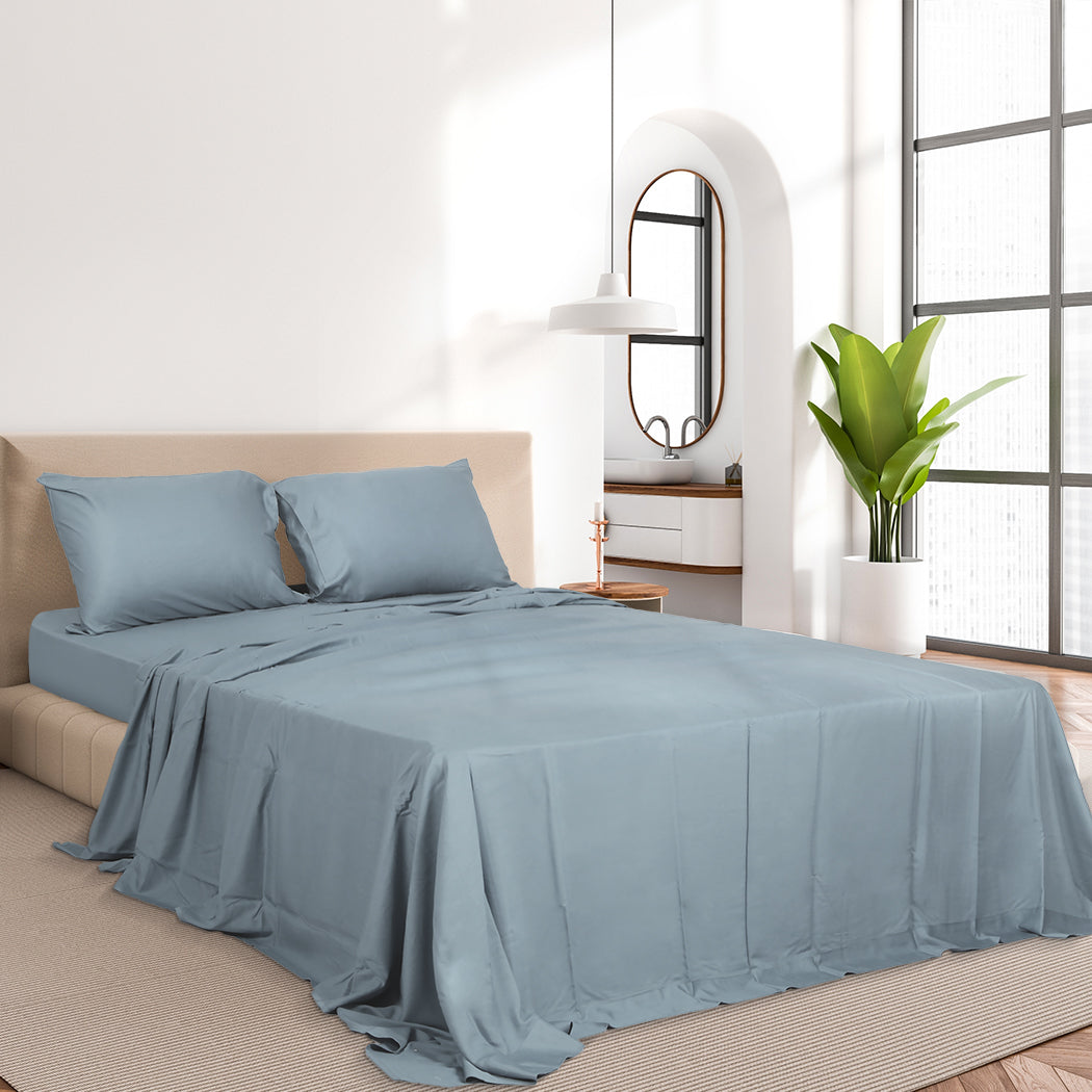 Dreamz 4Pcs Queen Size Bamboo Bed Sheet Set Grey Soft Breathable Hypoallergenic Sheets