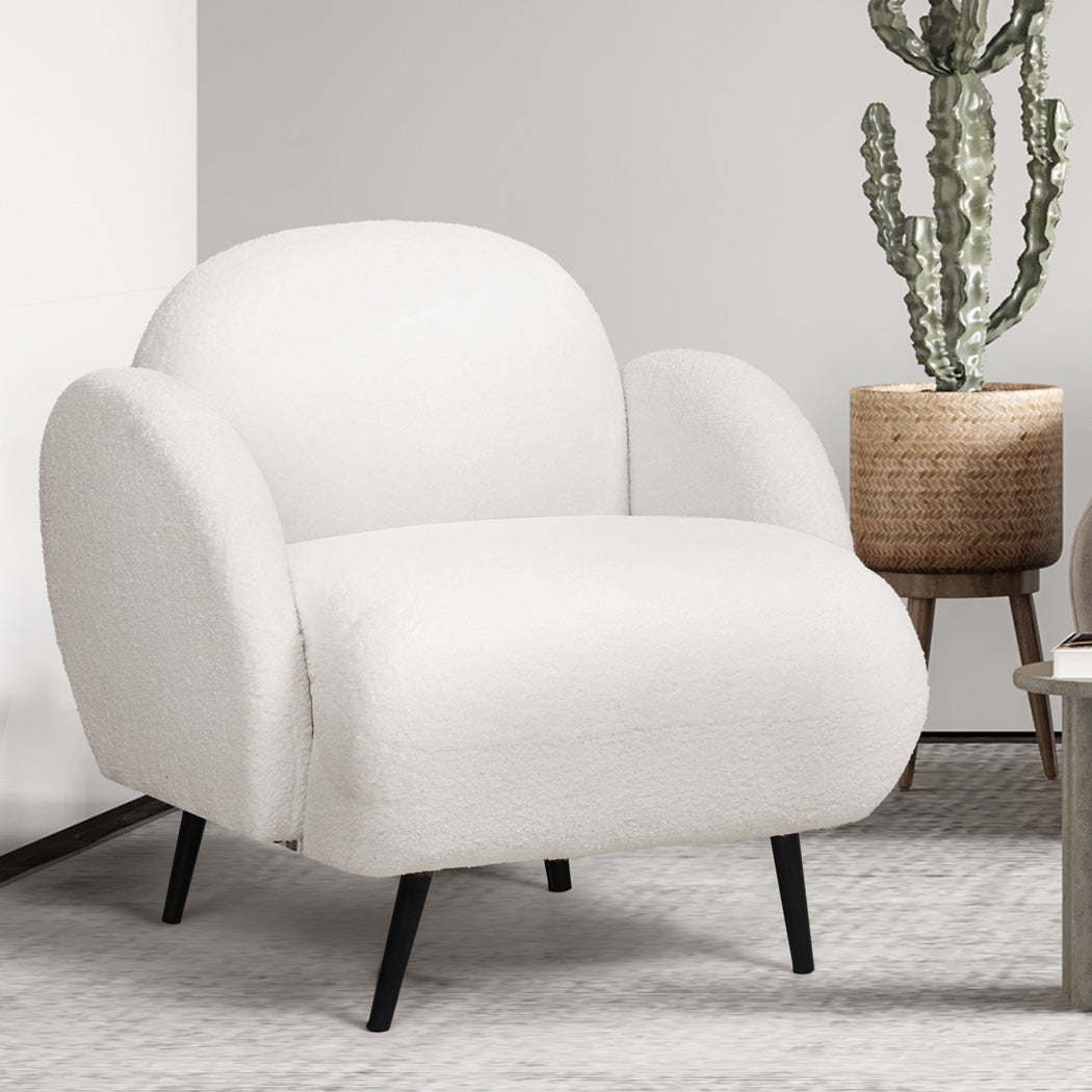 Sofa Chair Fleece Upholstered Single White