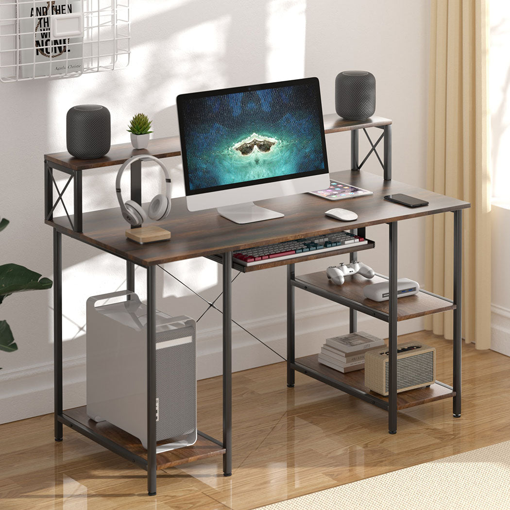 Office Gaming Computer Desk Brown