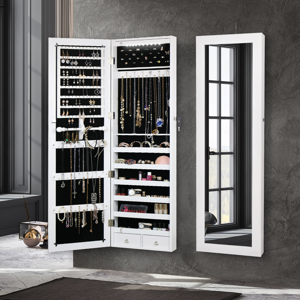 37Cm X 8.7Cm 120Cm Mirror Jewellery Cabinet Makeup White