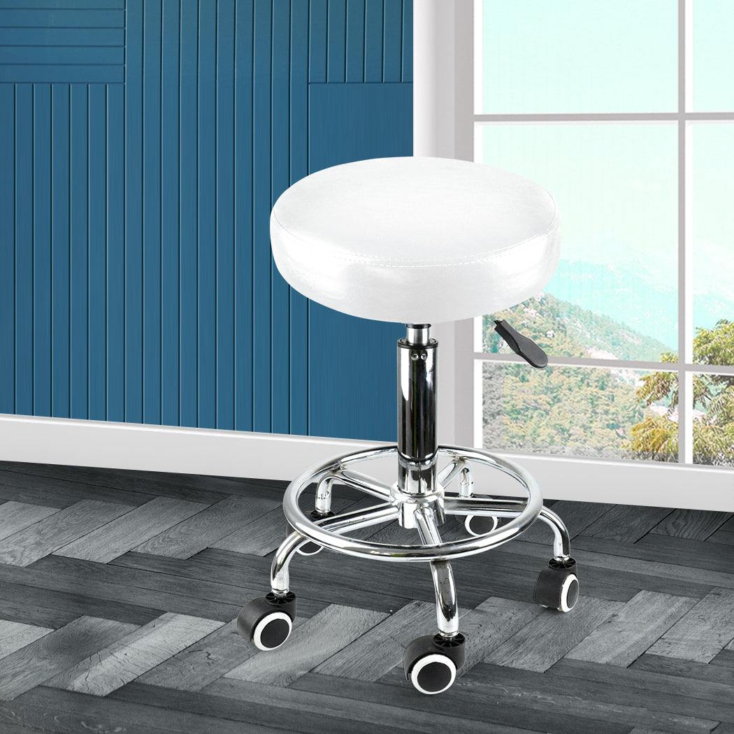 Salon Stool Swivel Hairdressing White