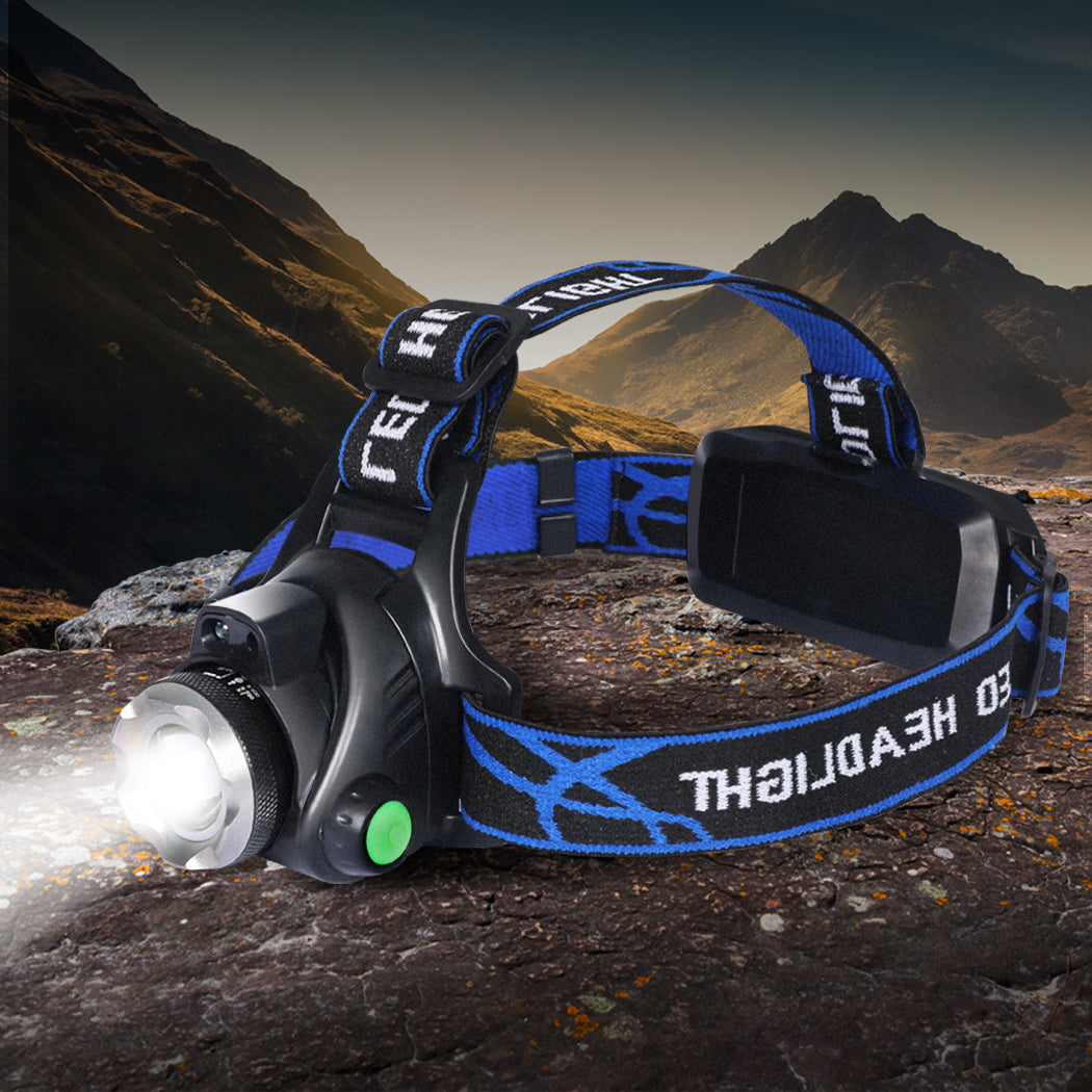 2X 500Lm Led Headlamp Headlight Flashlight Bright Durable Waterproof Adjustable