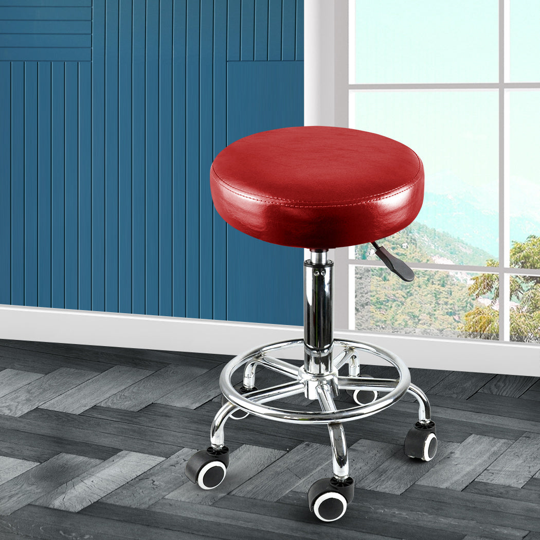 Salon Stool Swivel Barber Stools Red