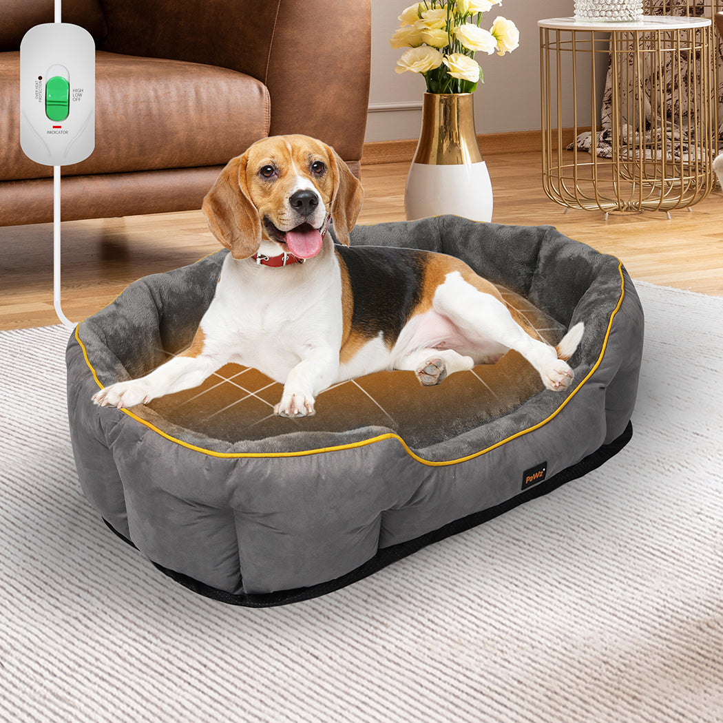 1 Sets of Pawz 1 Sets Of Electric Pet Heater Bed Heated L Grey Large