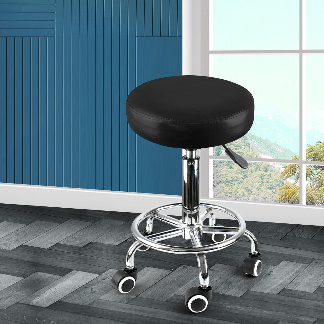 Salon Stool Swivel Bar Stools Black Silver