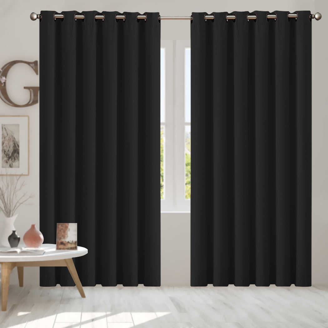 1 Sets of Sello 1 Sets Of 2X Blockout Curtains Panels 3 Layers Black 240 230Cm