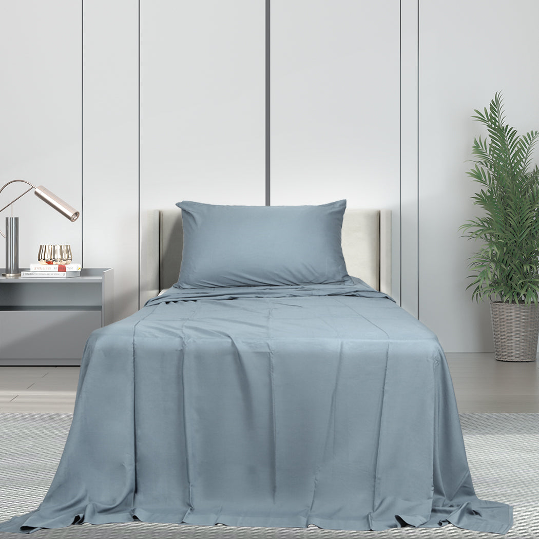 Dreamz 3 Piece Single Size 100% Bamboo Bed Sheet Set Grey