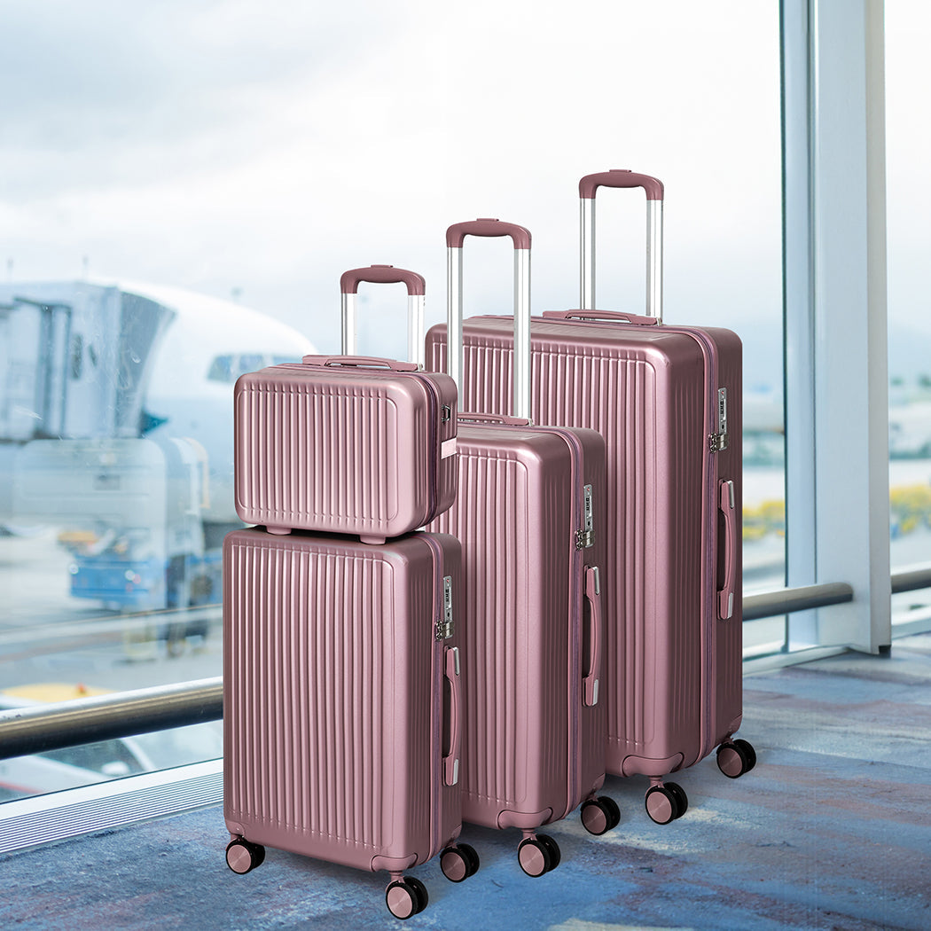 Slimbridge Luggage Suitcase Trolley Rose Gold 4Pc 14"+20"+24"+28"