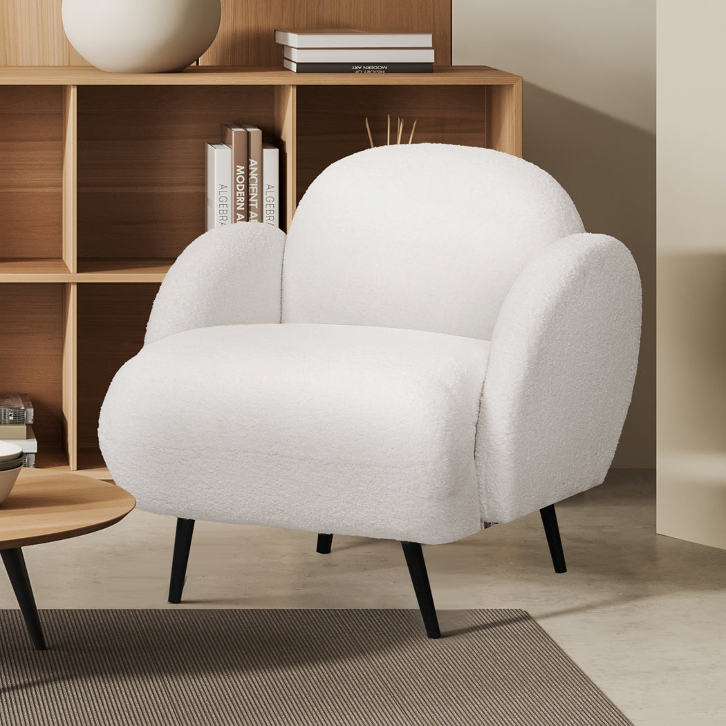 Sofa Chair Fleece Upholstered Single White