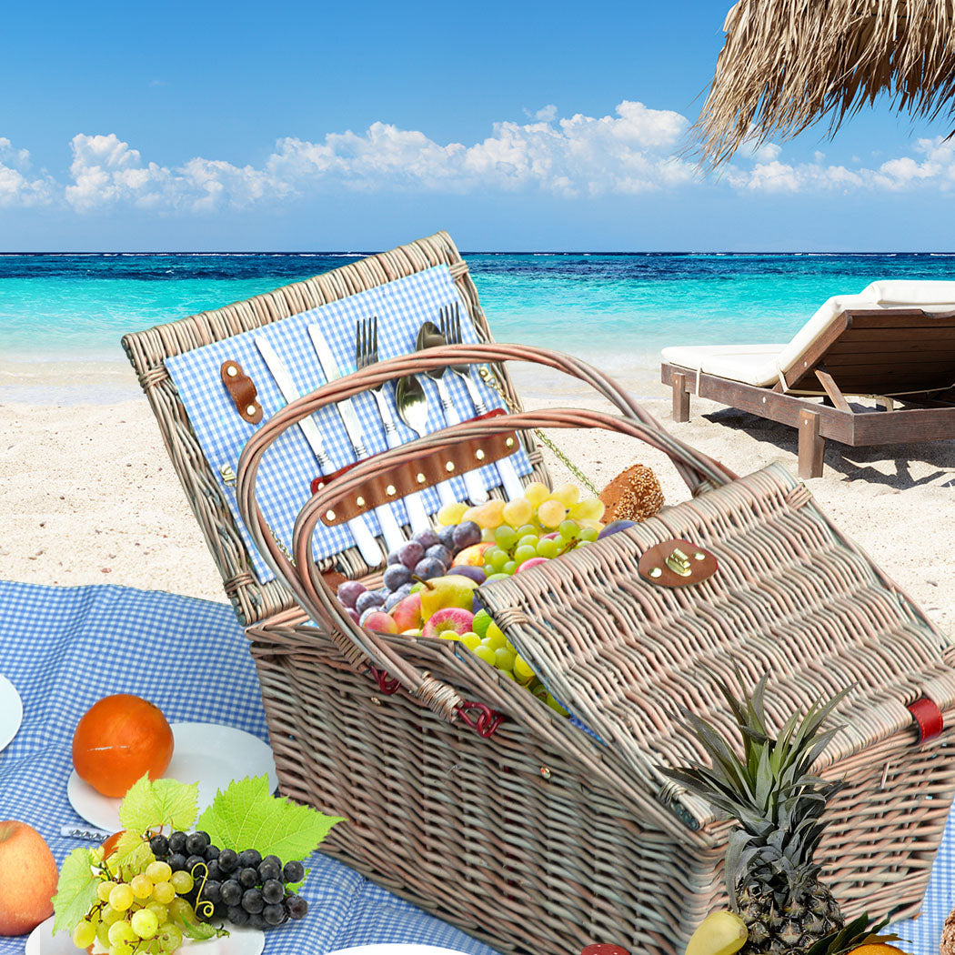 4 Person Picnic Basket Baskets Set Outdoor