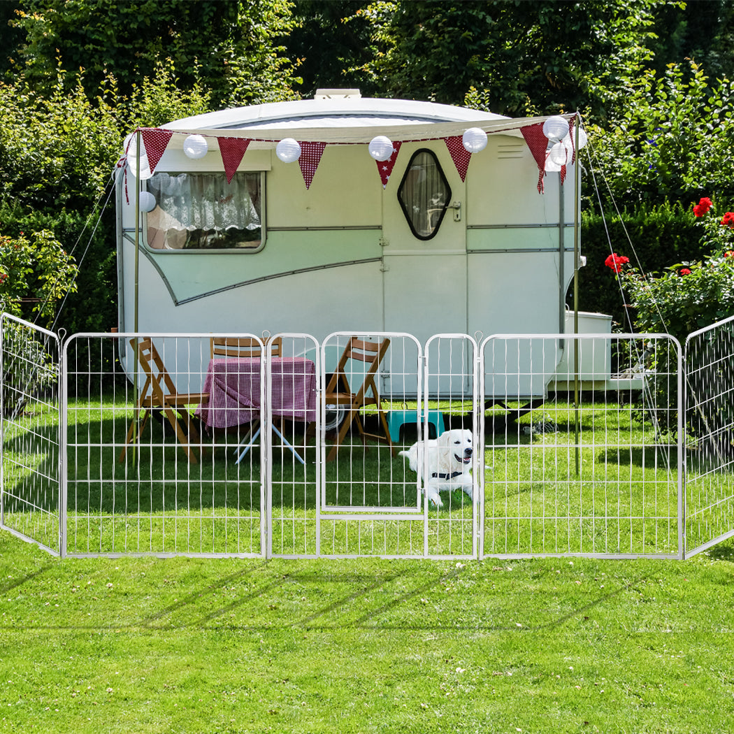 Pawz 8 Panel 32'' Pet Dog Playpen Puppy White 2.5Kg Mackerel & Lamb