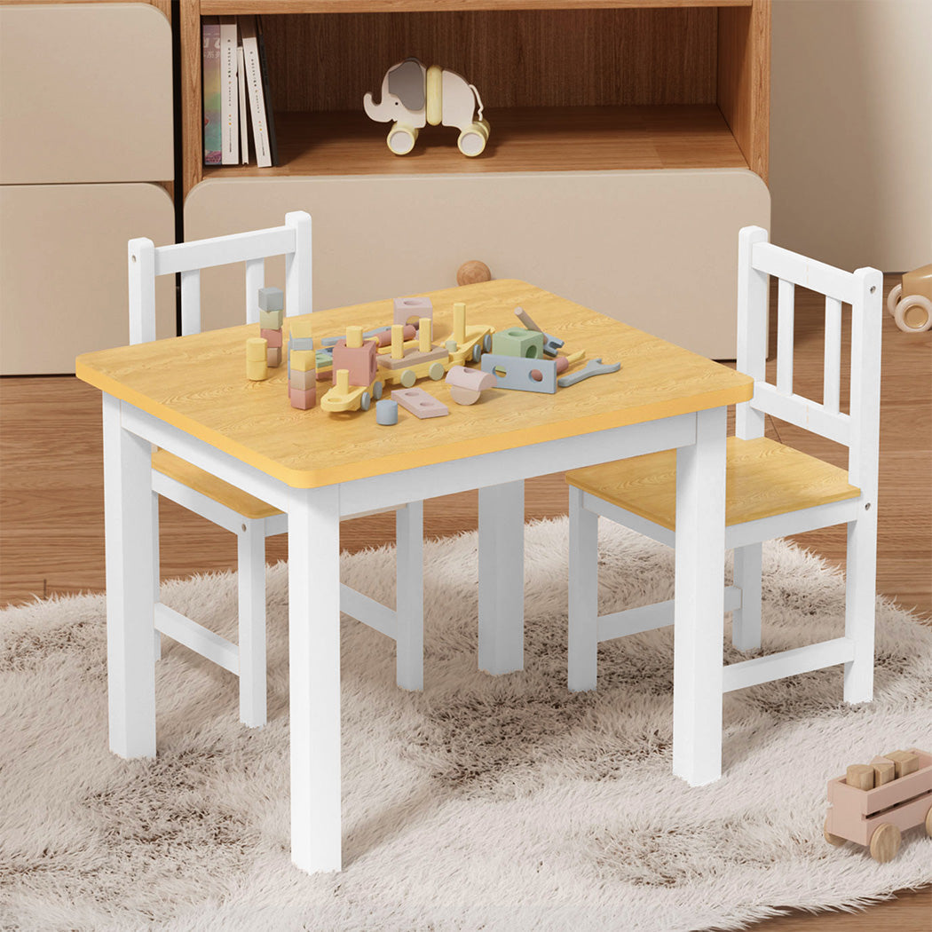 Bopeep Kids Table And Chairs Set Wooden 3Pcs Study Play