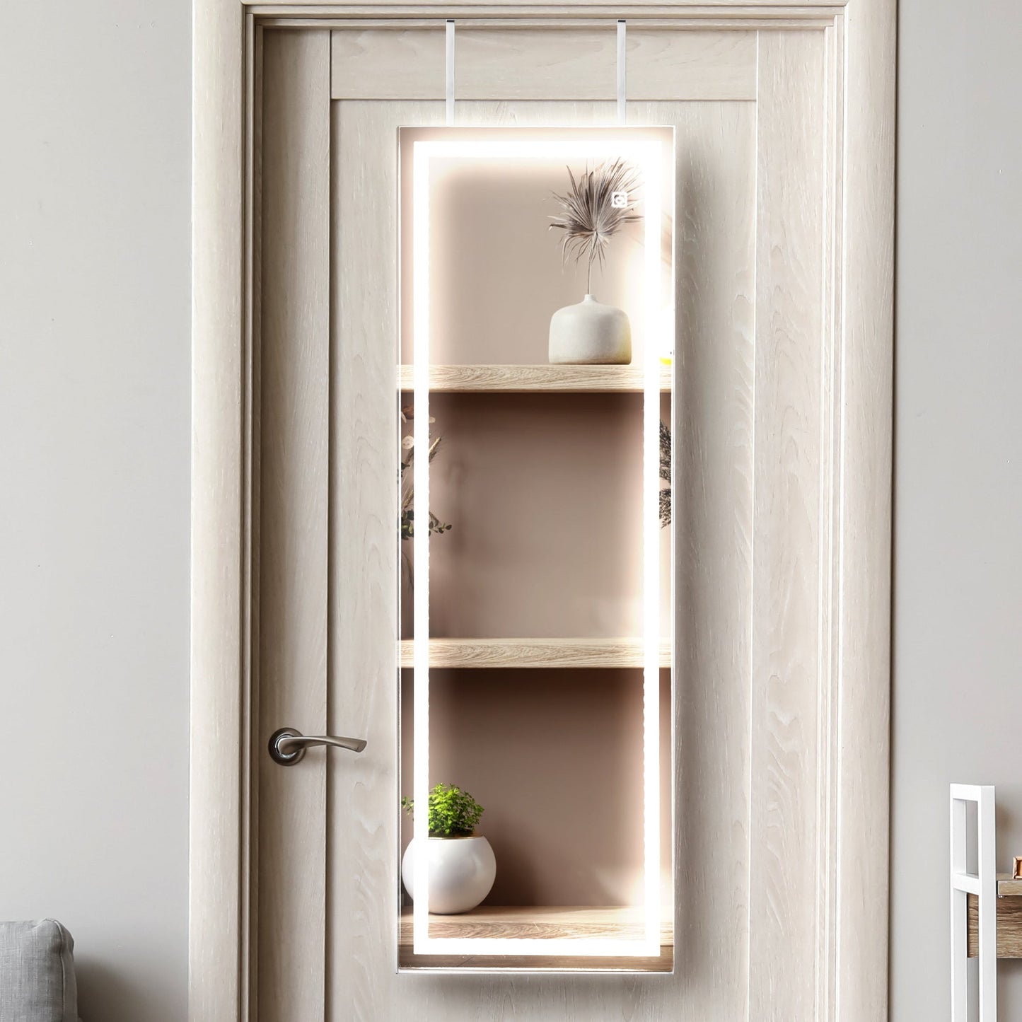 Veile Studios Levede 37Cm X 10Cm 110Cm Mirror Jewellery Cabinet Touch White