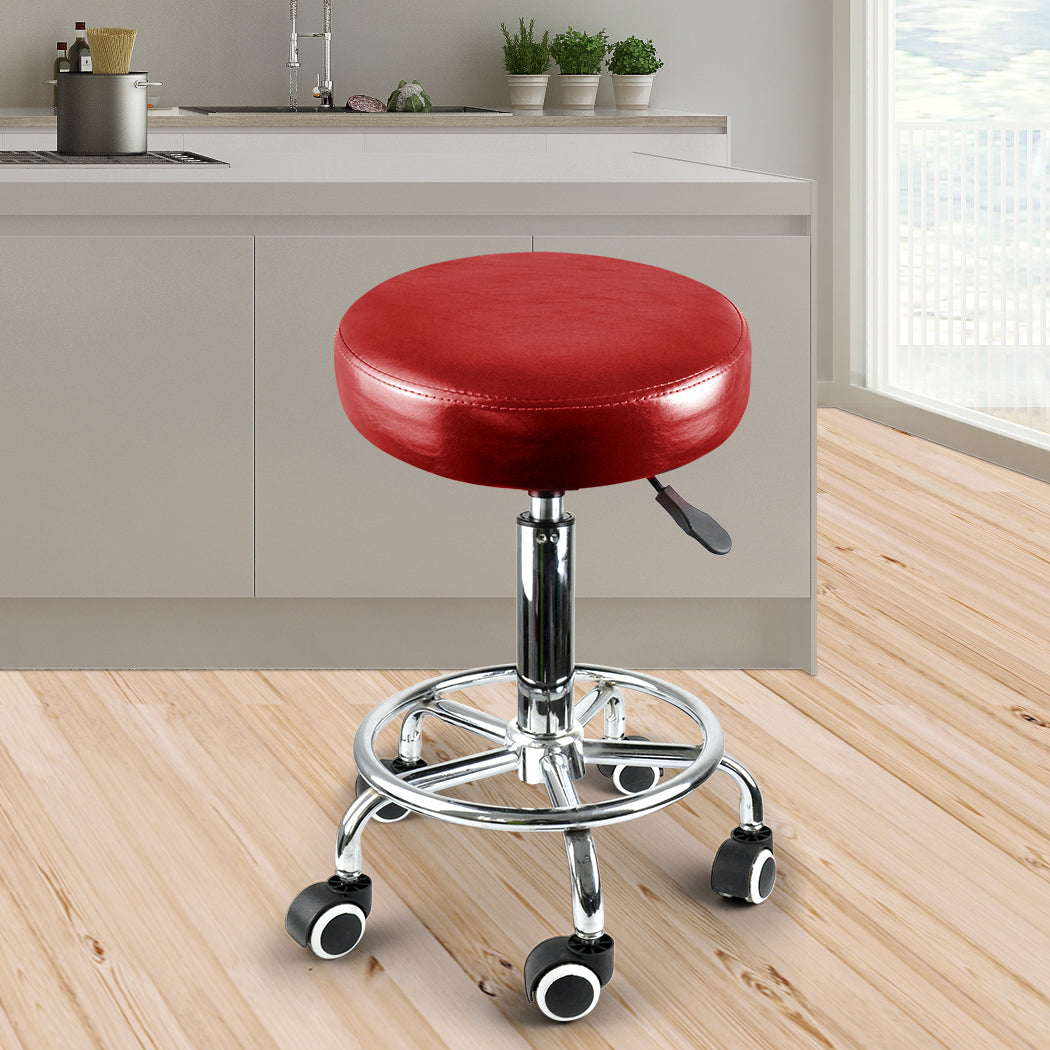 Salon Stool Swivel Barber Stools Red