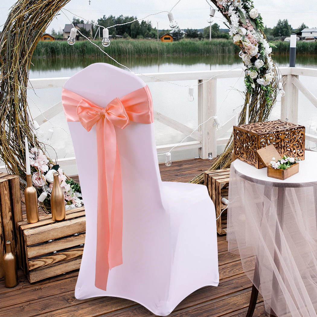 20X Satin Fabric Chair Sashes Cloth Coral