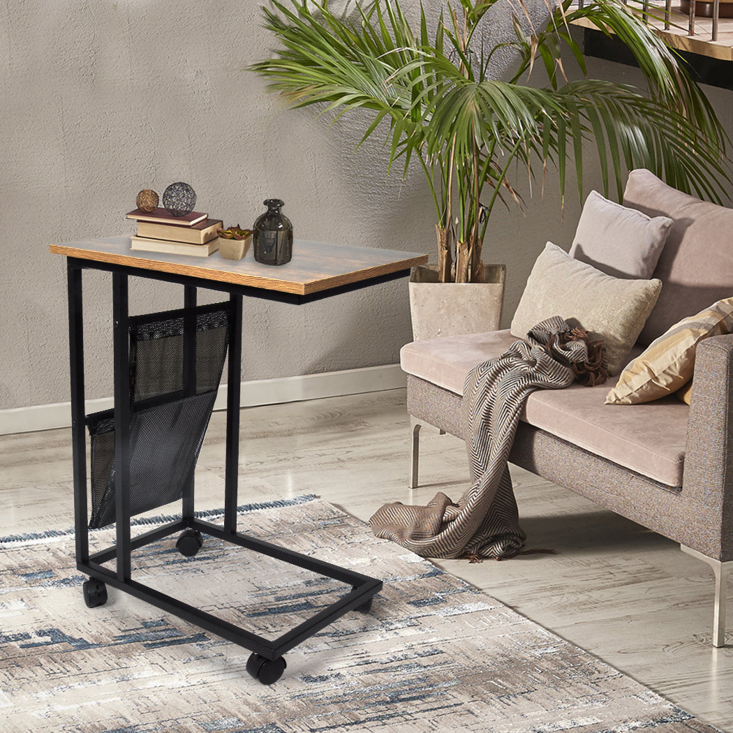Side Table Mobile Coffee Tables Brown Back