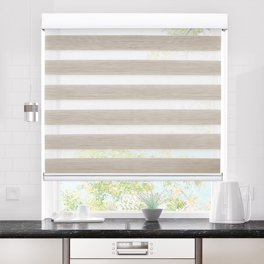 1 Sets of Marlow 1 Sets Of 1X Blackout Zebra Roller Blind Curtains 90X210cm Beige