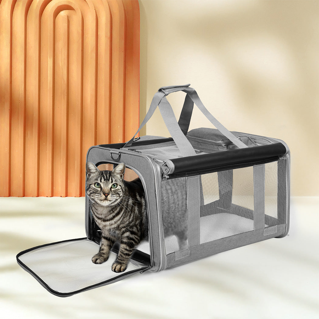 Pawz 3 In 1 Pet Soft Crate Dog Cat Carrier M Size Grey Versatile And Comfortable For Travel
