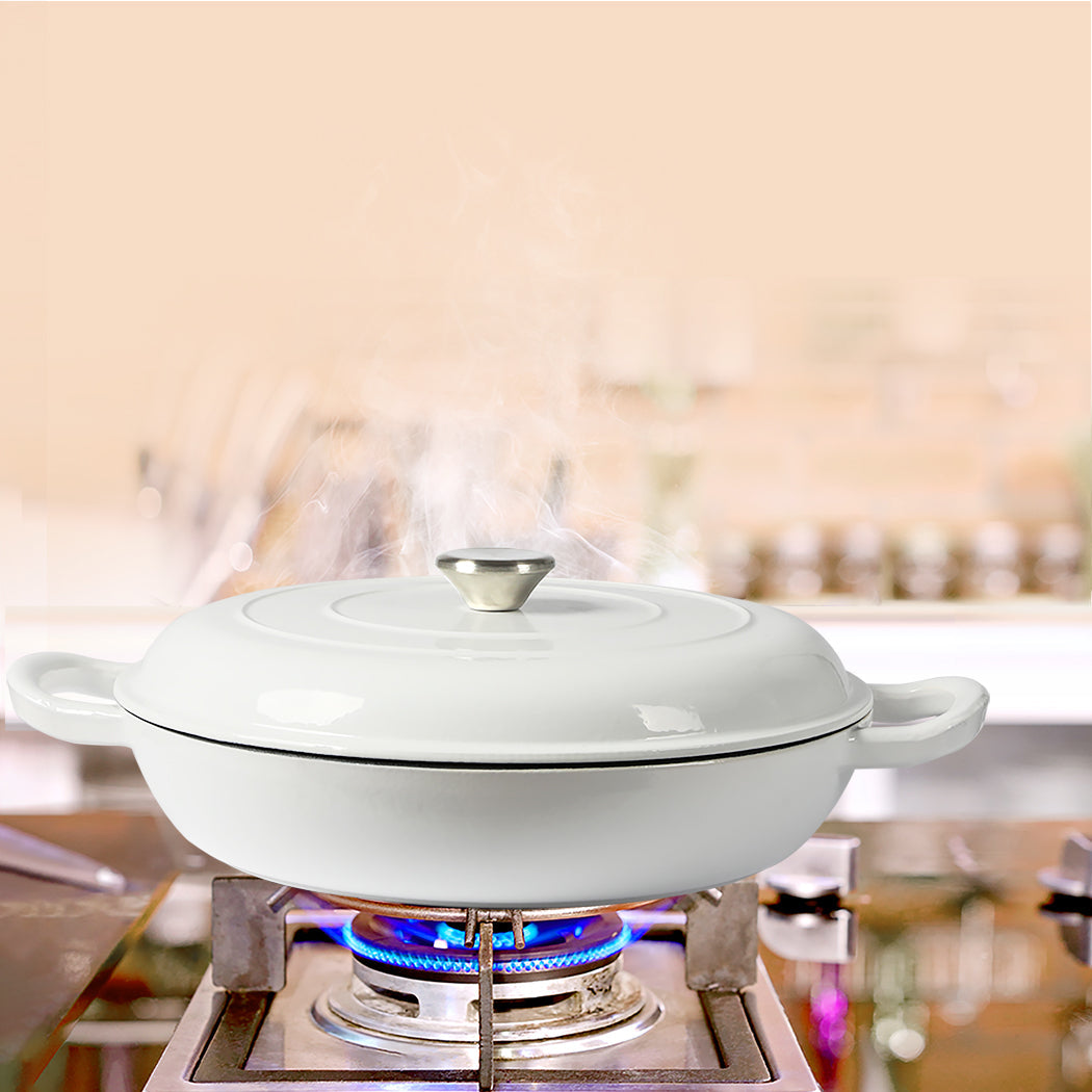 Toque 3.5L Enamel Dutch Oven Pan Classic White Cookware