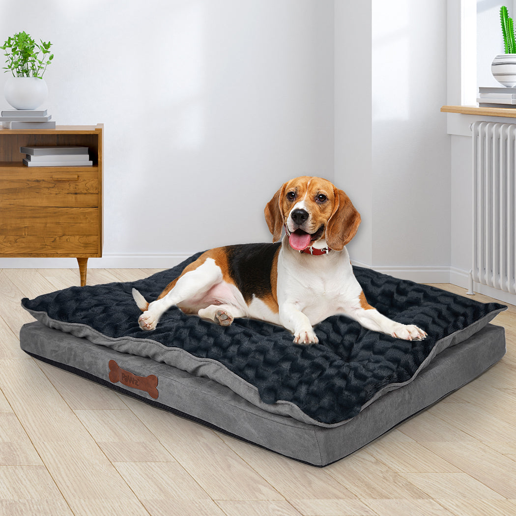 Dog Calming Bed Warm Soft Plush Comfy Grey Small